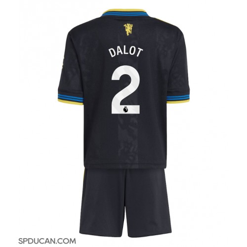 Dječji Nogometni Dres Manchester United Diogo Dalot #2 Rezervni 2025-26 Kratak Rukav (+ Kratke hlače)